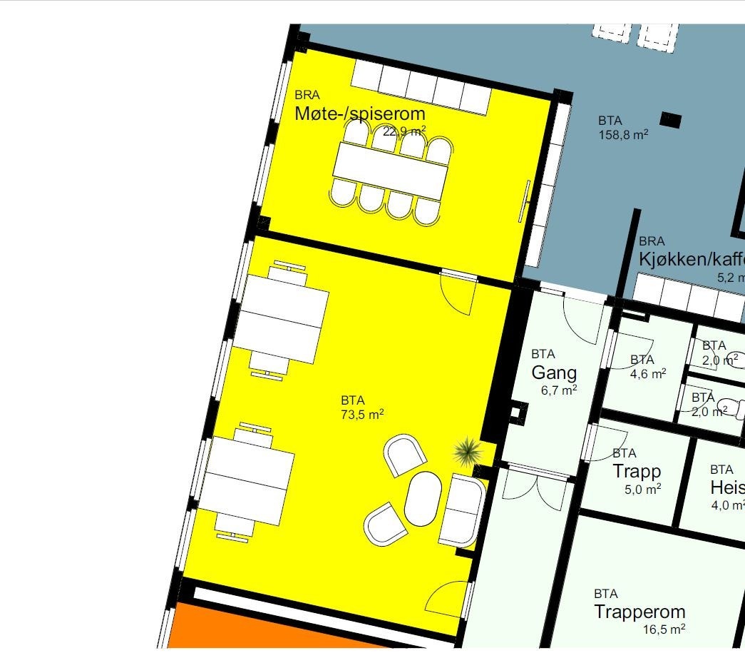 Ledig lokale (gult område, kan forekomme noen små endringer ifht. tegning) Galleribilde