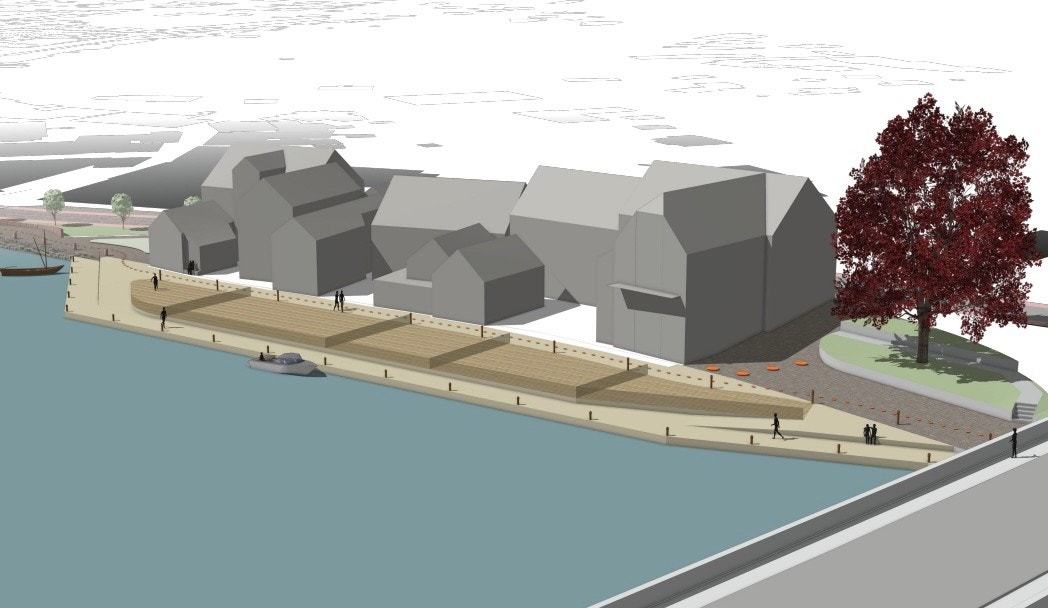 Foreløpig utkast til anbudstegninger for utvidelse av eksisterende brygge (Juel Linge Arkitektur). Galleribilde