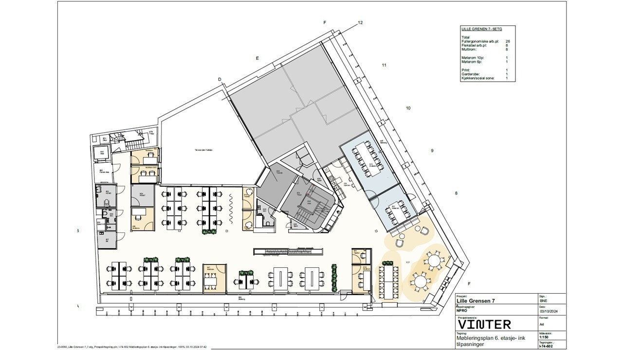 Plantegning 6 etasje - kan endres for ny leietaker Galleribilde