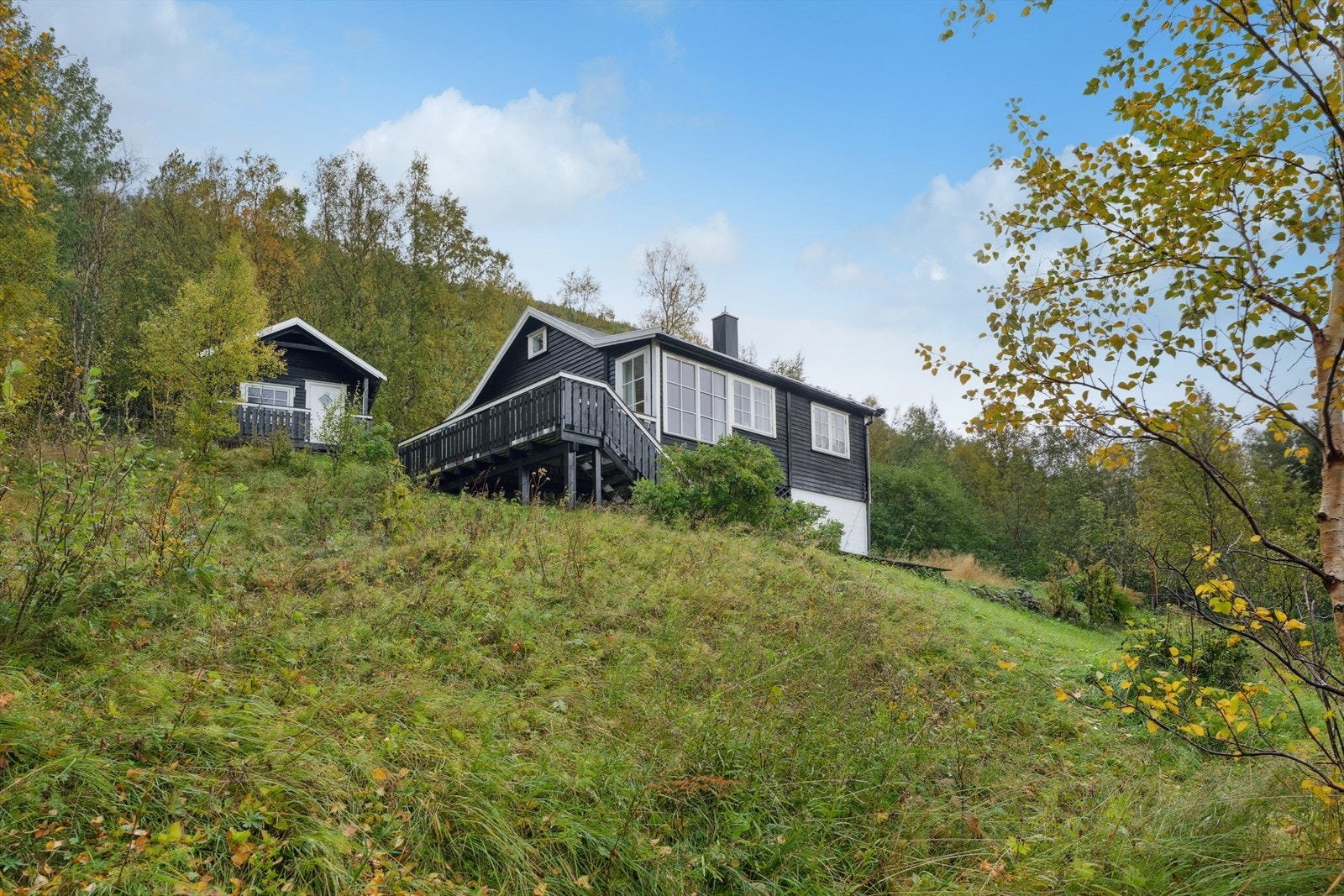 Stor tomt på ca. 1,1 mål. Anneks fra 2006 i bakkant av hytta. Galleribilde