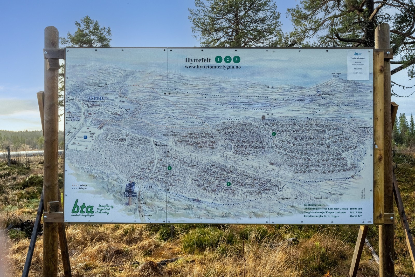 Kart over hyttefelt 1-3. Galleribilde