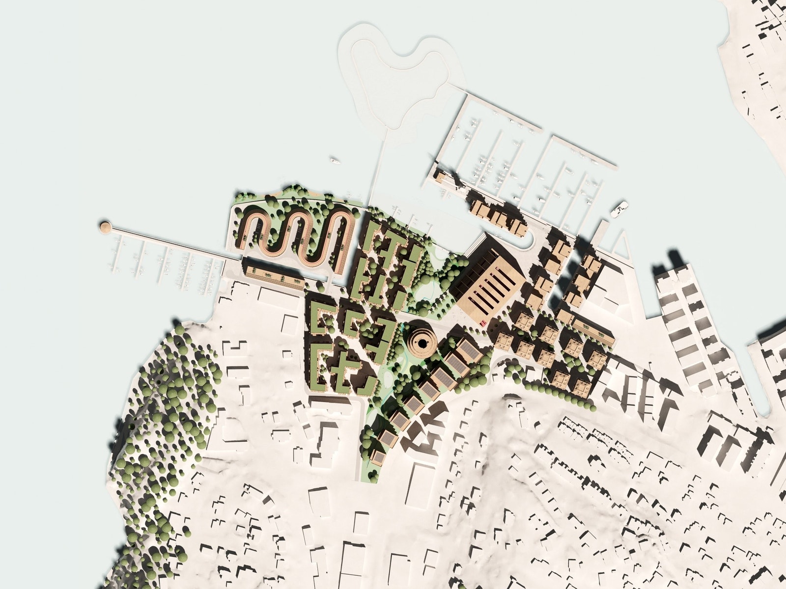 Slik ser masterplanen for Kaldnes Vest ut. Det er arkitektkontoret Snøhetta og grunneier Glastad Eiendom som står bak planene. Foto: IIllustrasjon Snøhetta Galleribilde