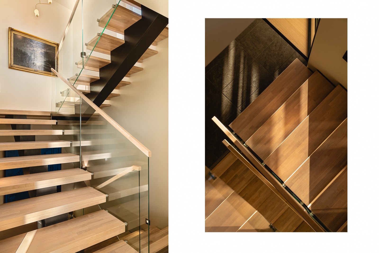 Trapperingen som leder oss gjennom boligen er av typen Tuva 180 repostrapp og fremstår svært eksklusiv og gir en unik rød tråd gjennom hele boligen. Galleribilde