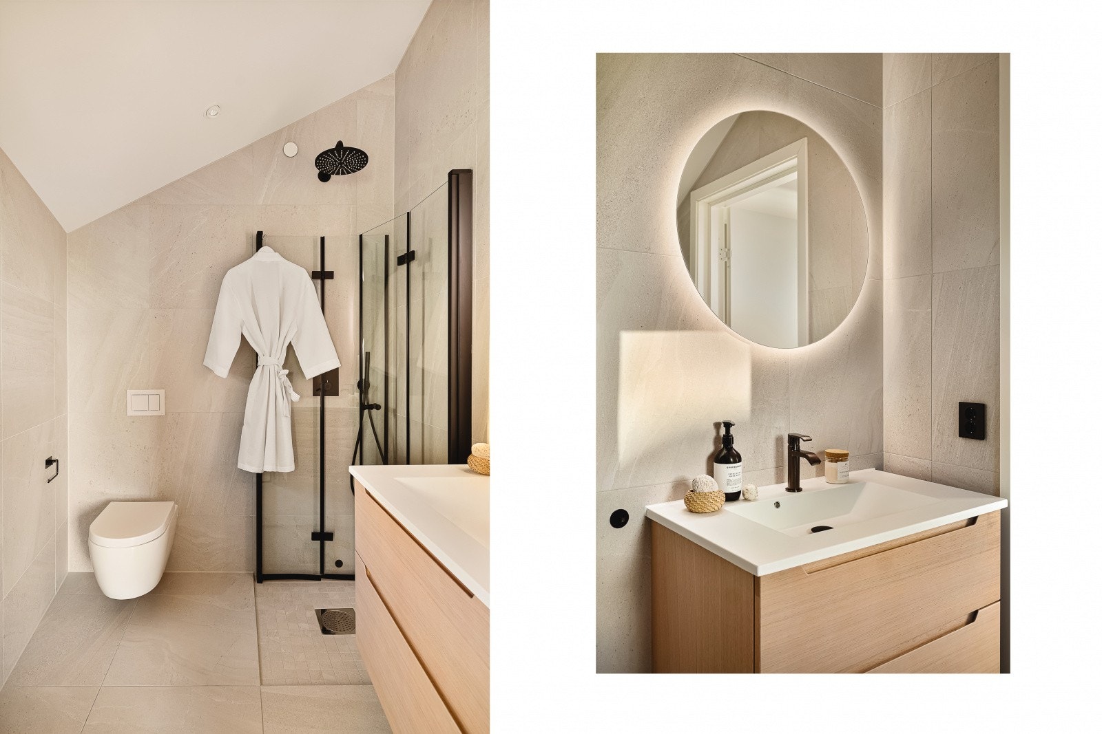 Baderommet er som nevnt - svært innbydende og tidsriktig og betydelig oppgradert fra standard leveranse. Galleribilde