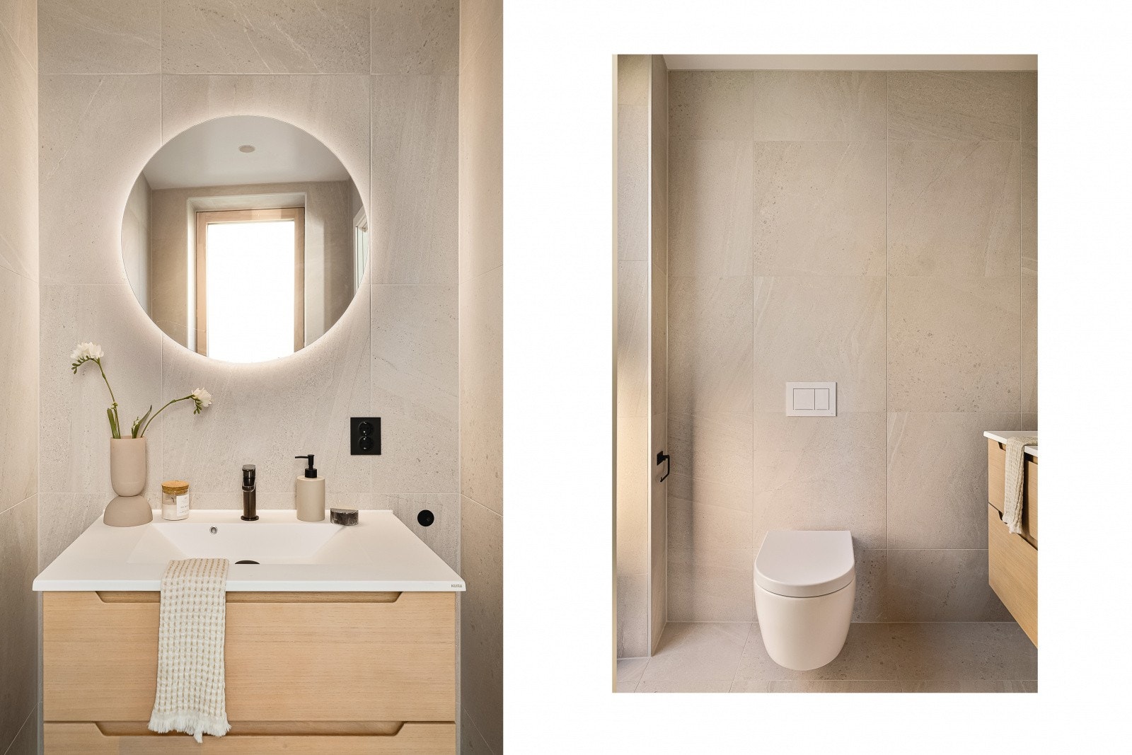 Badet er - som resten av boligen - svært innbydende og tidsriktig. Galleribilde