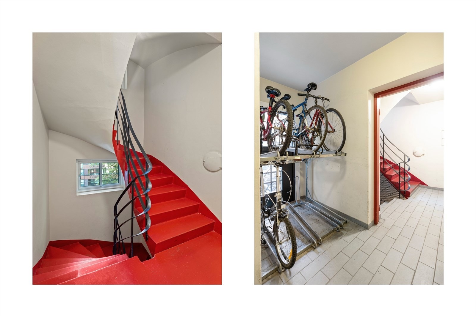 Sykkelstativ inne ved B/C-oppgangen og aksjelaget planlegger å få til sykkelskap i bakgård på sikt. Galleribilde