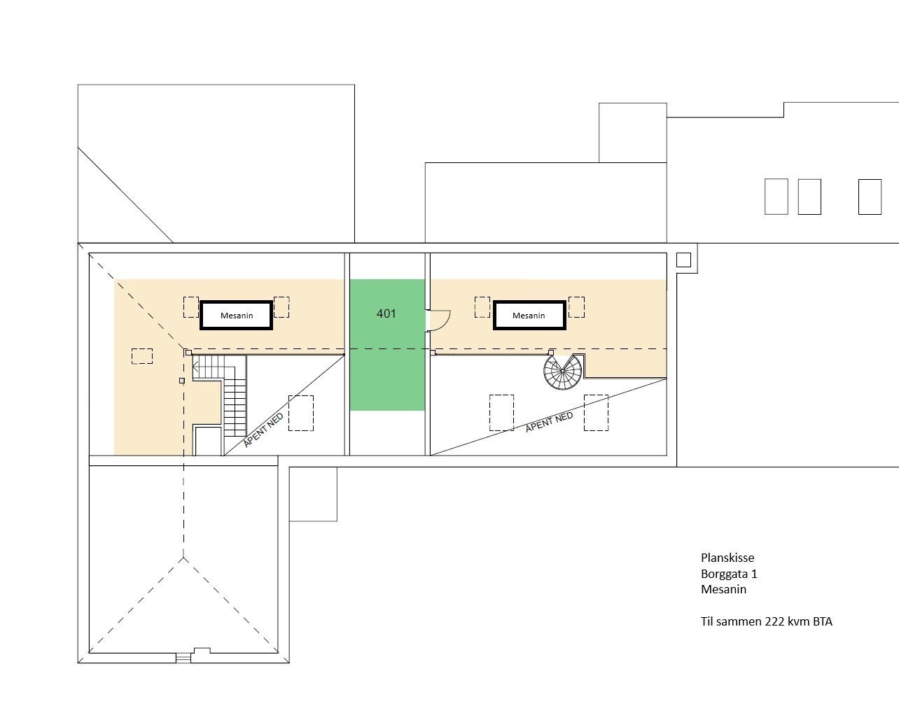 Planskisse Mesanin - B1 Galleribilde