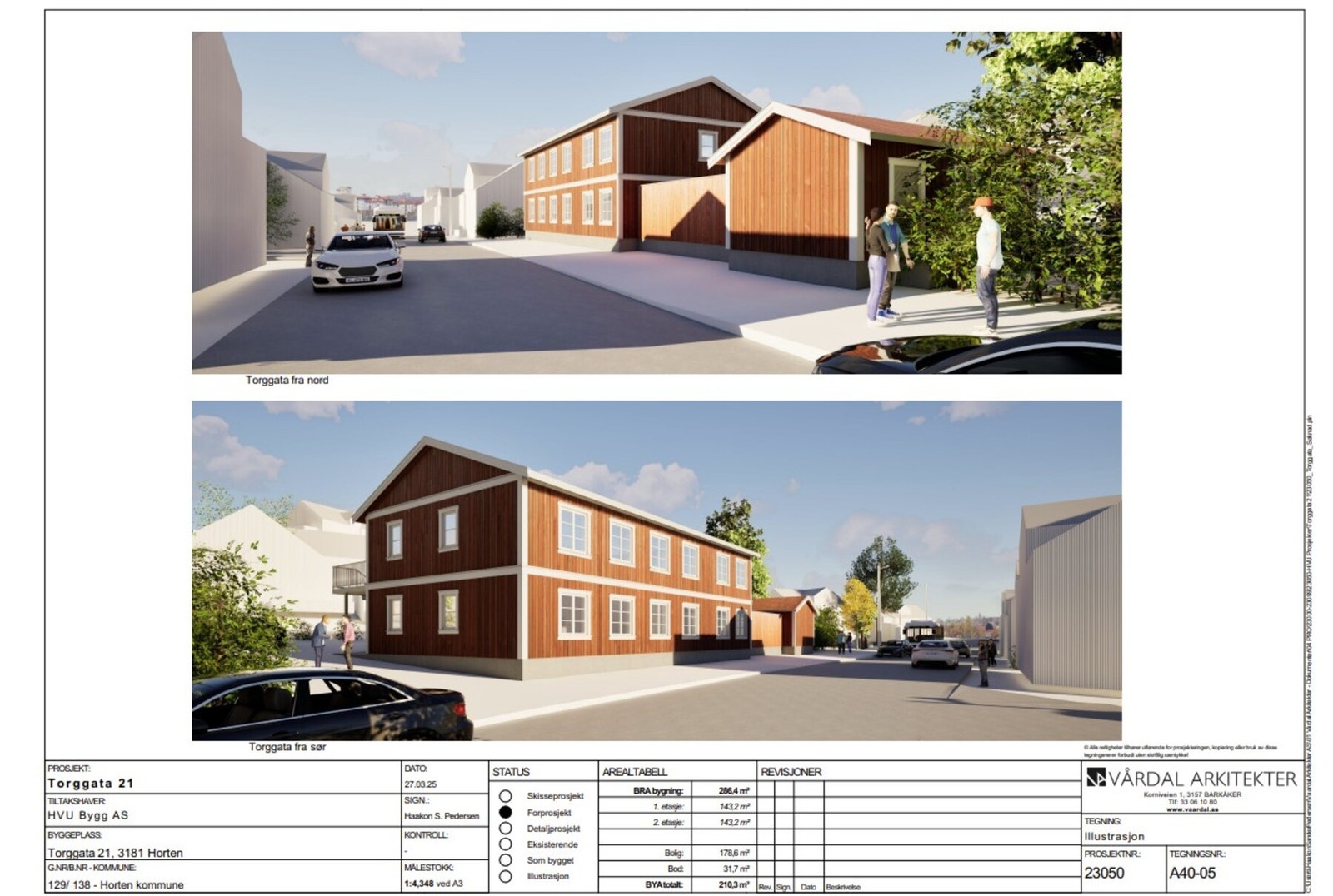 Illustrasjon hentet fra rammetillatelsen. Tegnet av Vårdal Arkitekter. Galleribilde