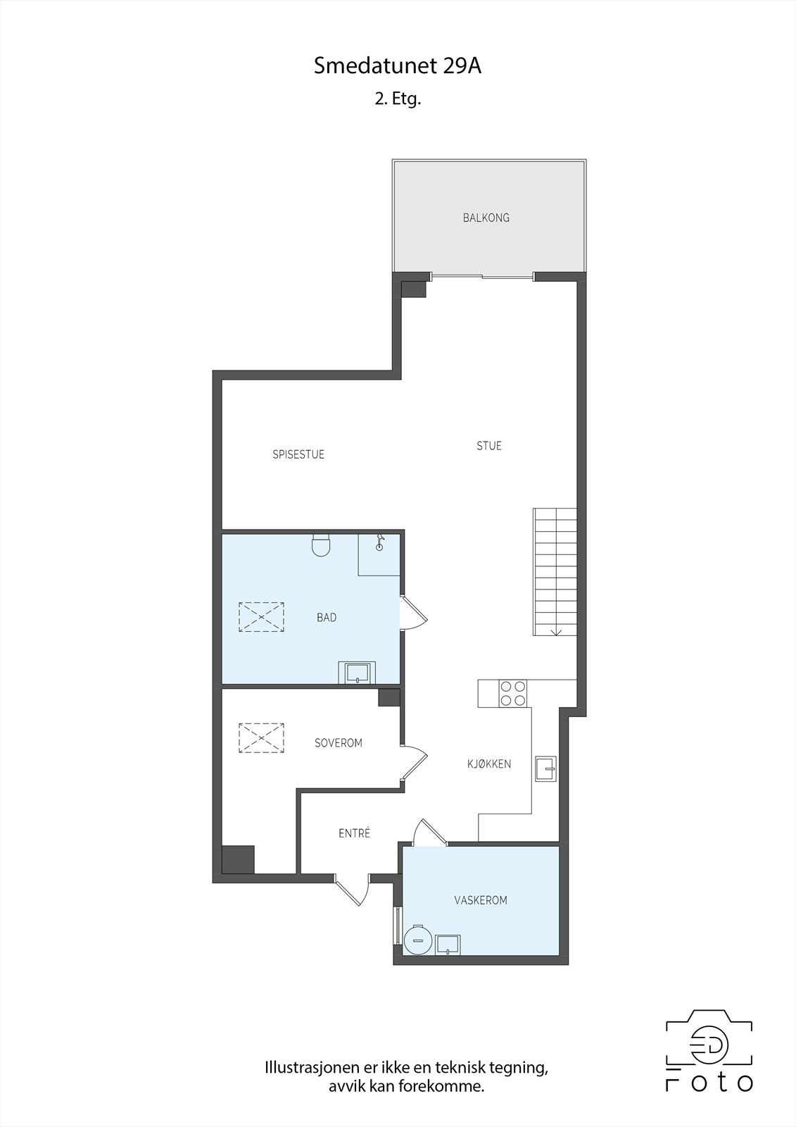Smedatunet29a 2etg 2d (Rom brukt som soverom er ikke omsøkt/godkjent. Rommet er godkjent som bod på tegningene) Galleribilde