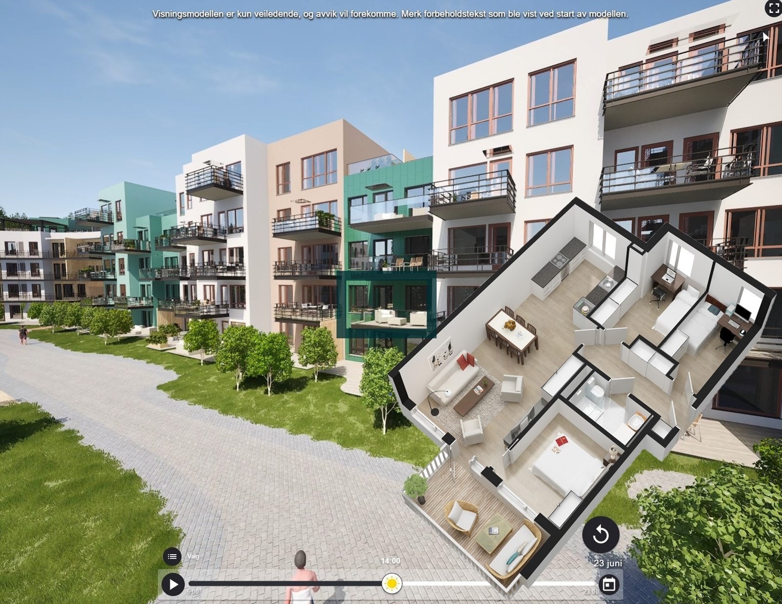 Mathildetunet - Omtrentlig plassering i hus E. Galleribilde