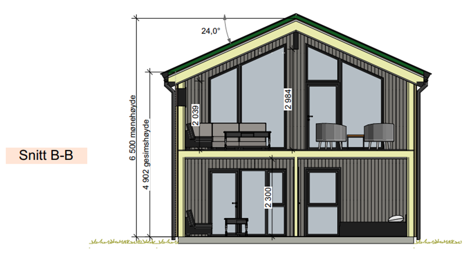 Snitt fasade sør. Galleribilde