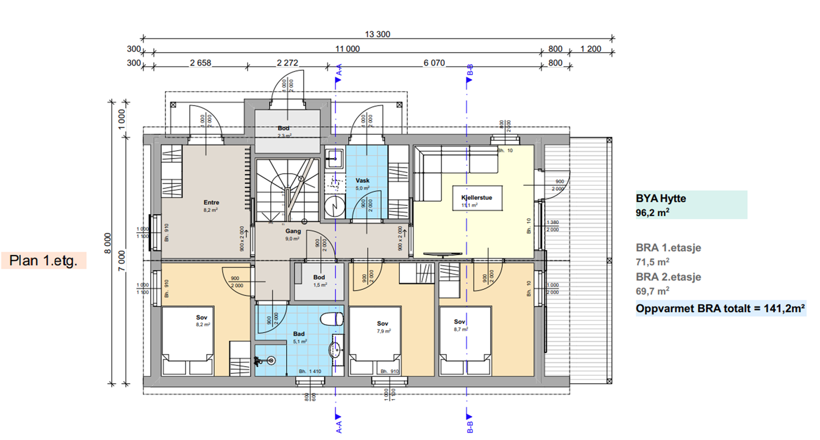 Tegning 1. etasje Galleribilde