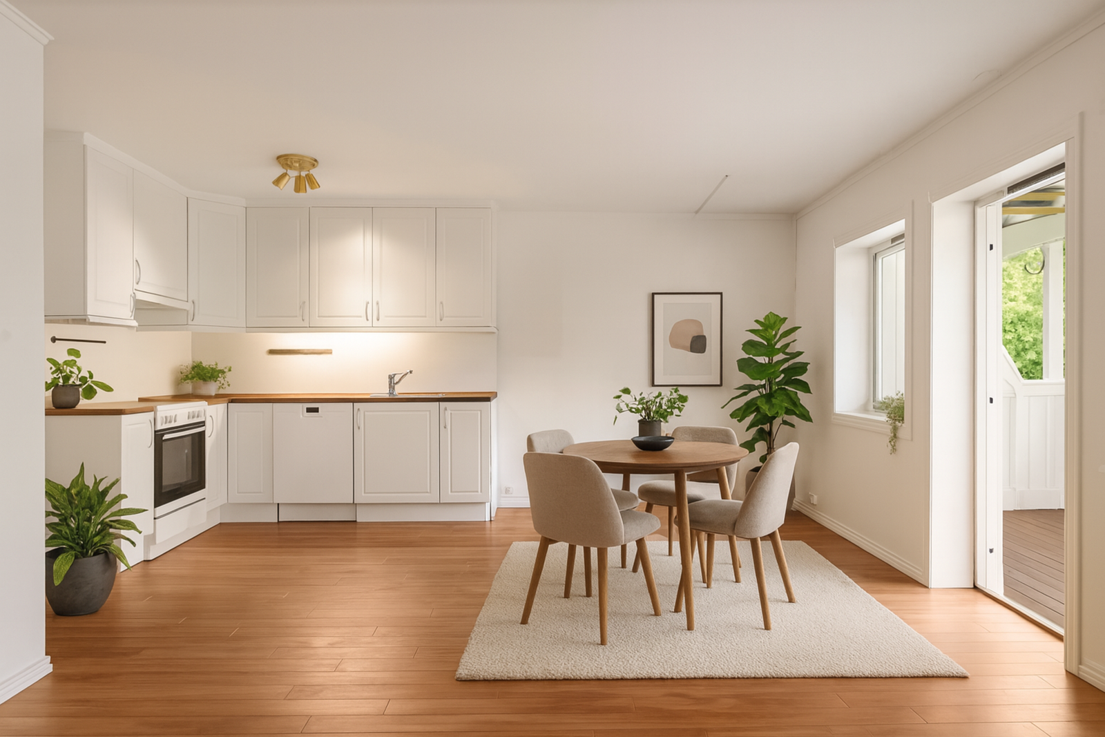 Bildet er digitalt møblert for å illustrere muligheter for møblering og innredning. Boligen selges som den fremstår på visning. Galleribilde