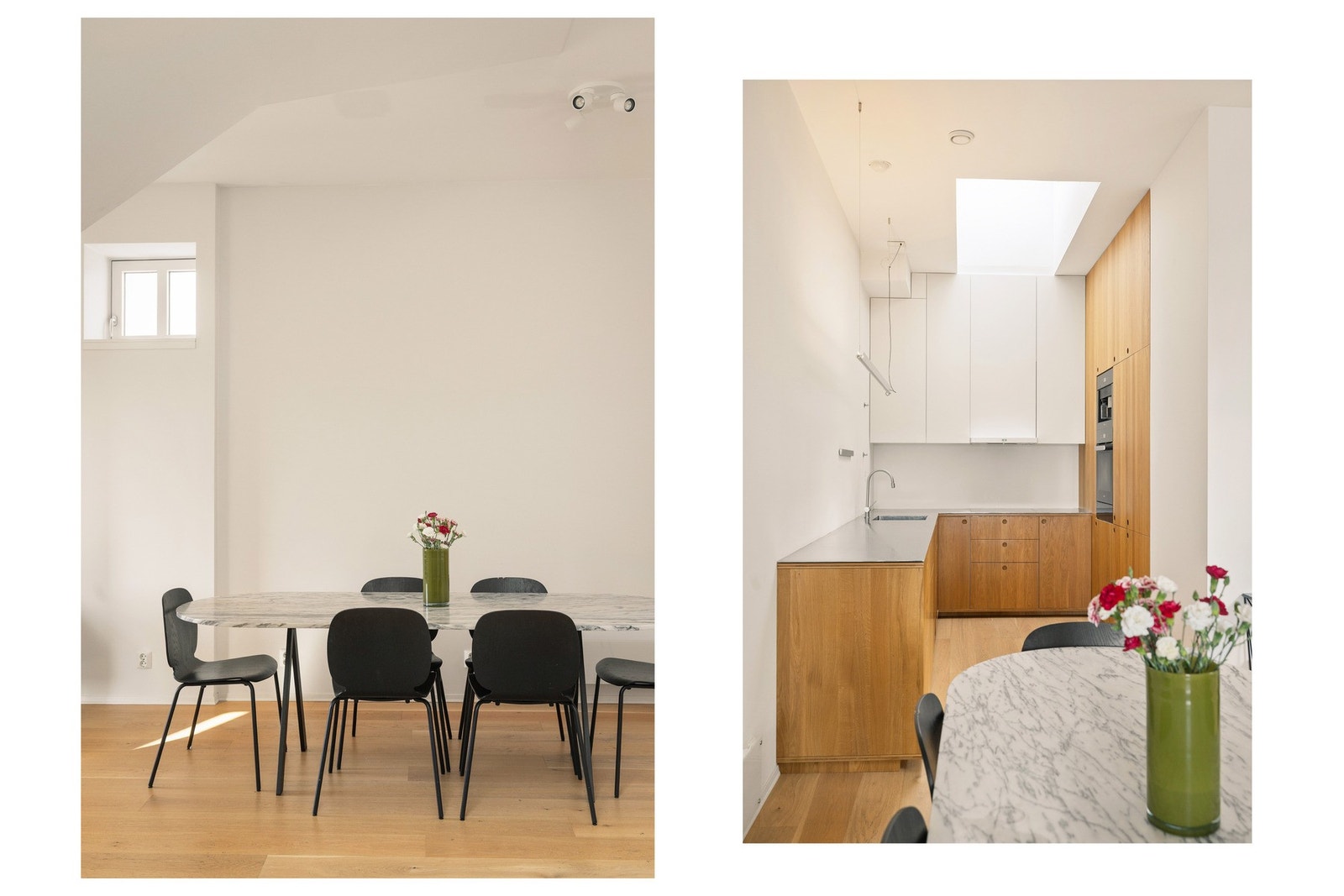 Meget god plass til en stor spisegruppe som naturlig deler opp kjøkkendel og stuedel Galleribilde