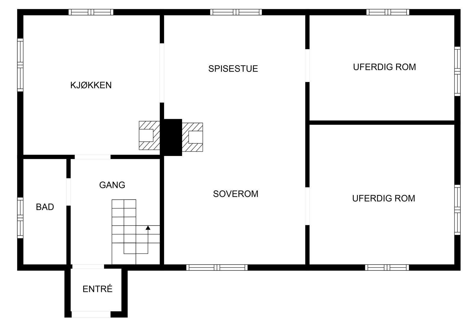 Plantegning 1 etg hovedhus Galleribilde