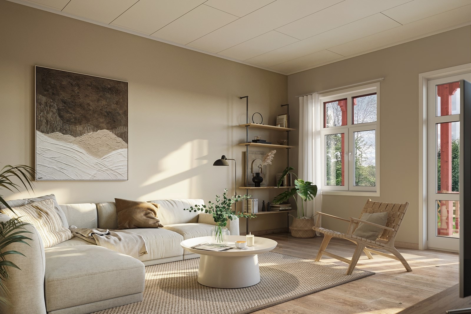 Leilighetene får nye vinduer, slette overflater og gulv i slitesterk klikkvinyl.Illustrasjonsfoto - avvik kan forekomme. Galleribilde