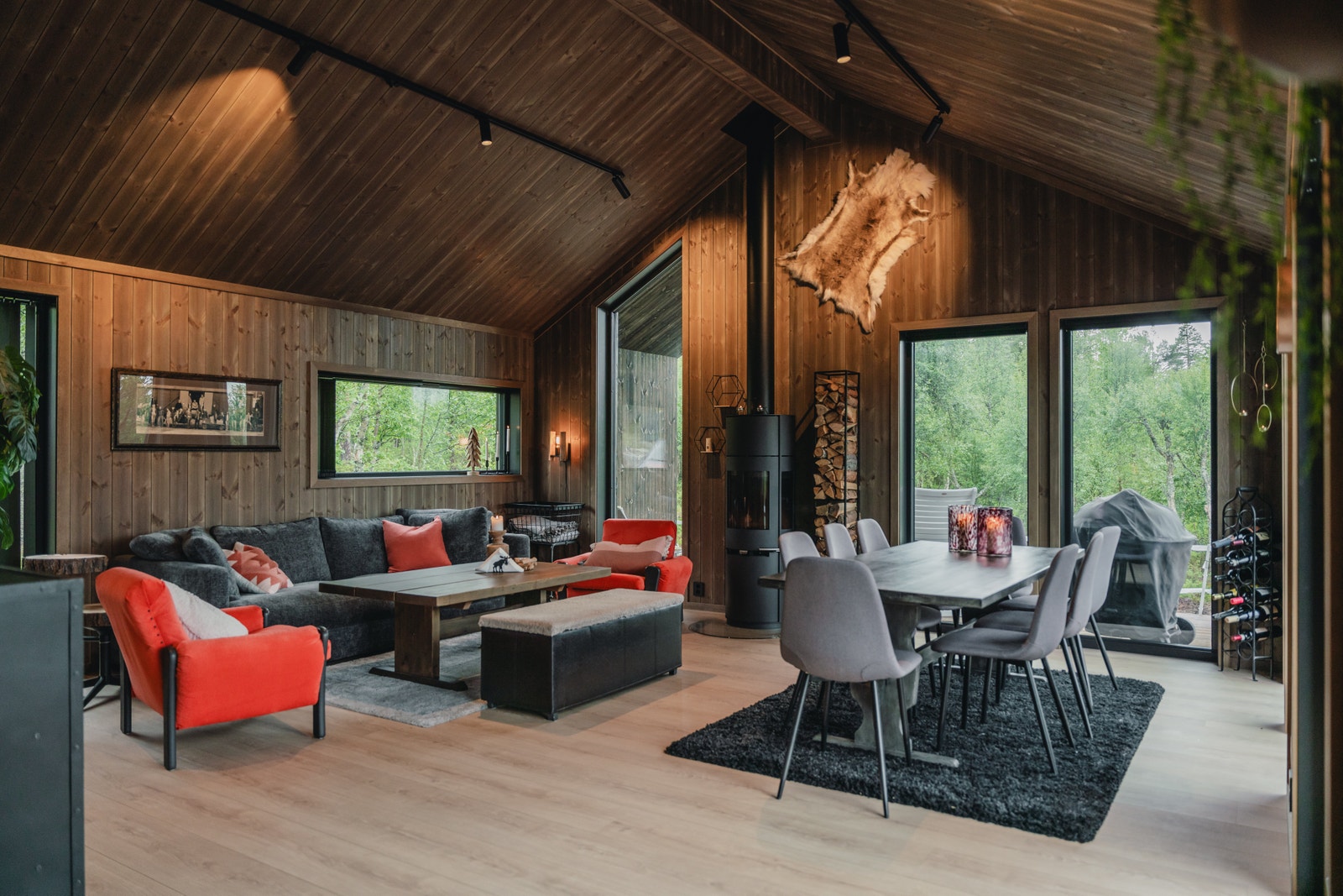 Interiørbilde av prosjektert hyttemodell Galleribilde