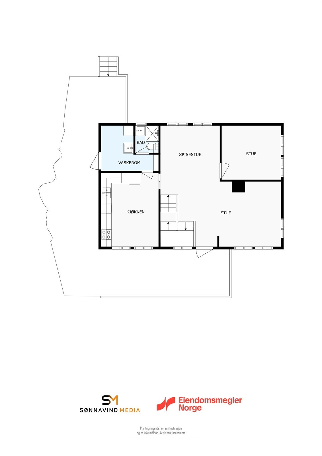 Plantegning 2. etasje (den lille stuen er opprinnelig et godkjent soverom) Galleribilde