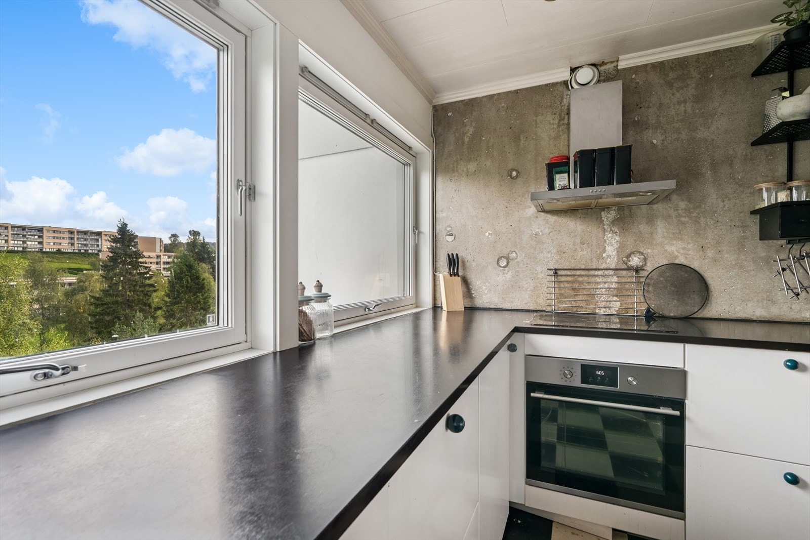 Hvitevarer som oppvaskmaskin, platetopp og stekeovn. Galleribilde