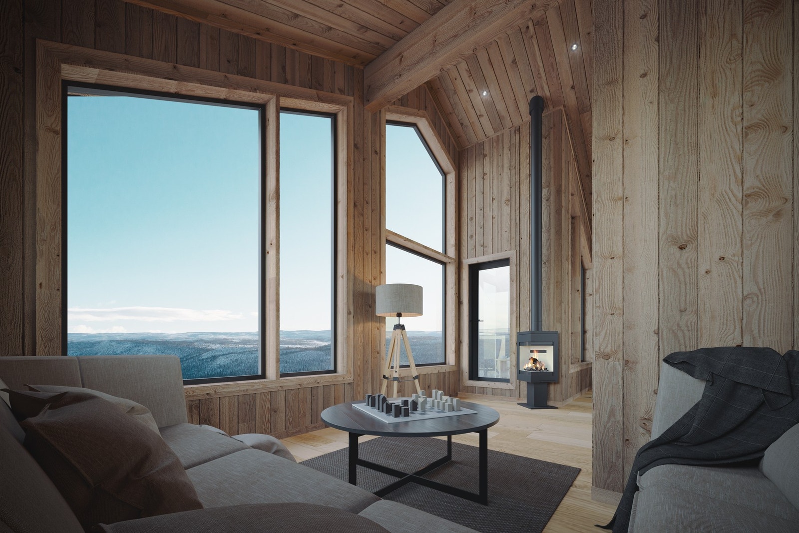 Store vindusflater og en praktisk utformet stue gir både spisestuen og stuen fantastiske utsiktsforhold (illustrasjon, avvik kan forekomme) Galleribilde