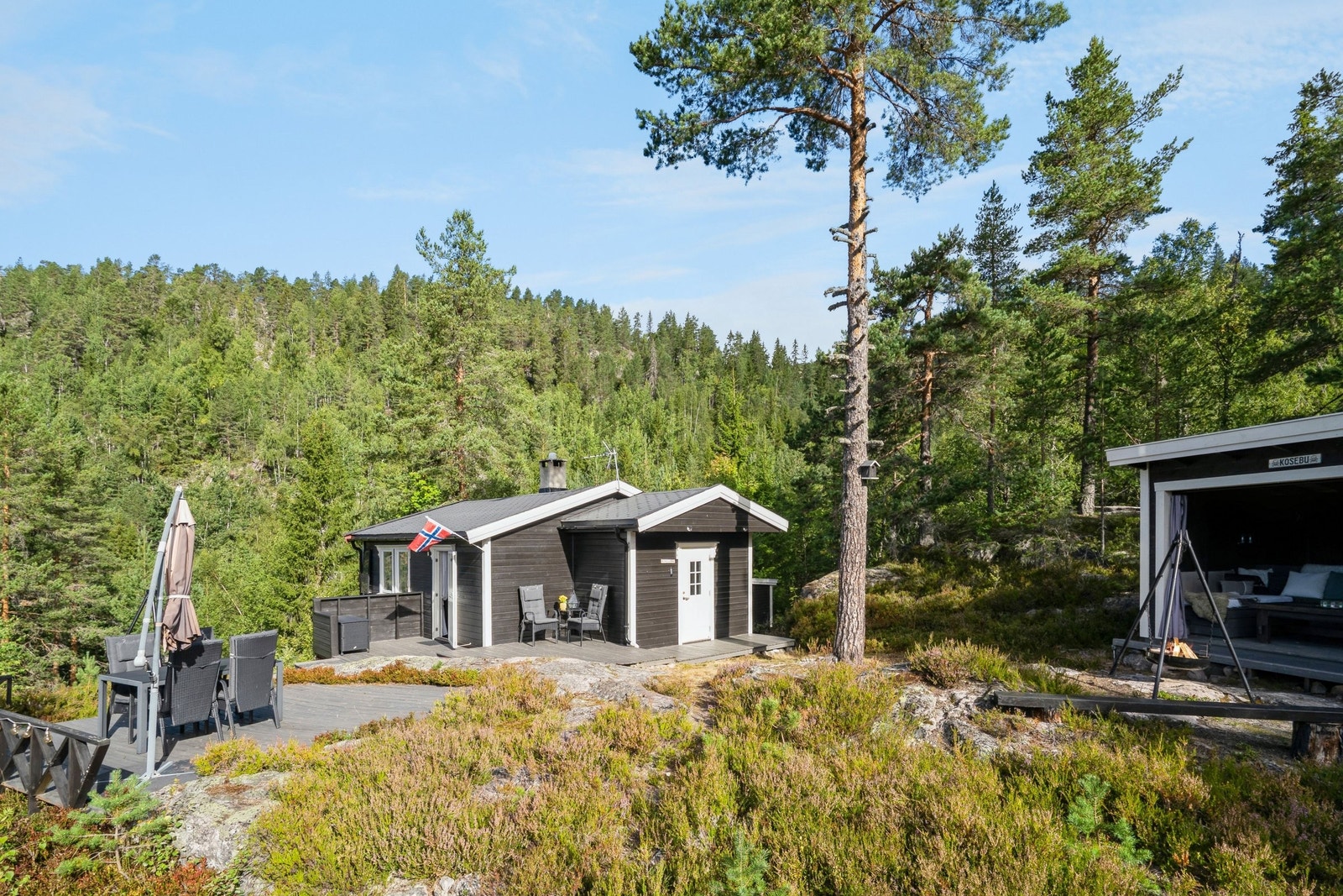 Hytte i skogsidyll- nyt roen omgitt av naturen, med god plass til familie og venner Galleribilde