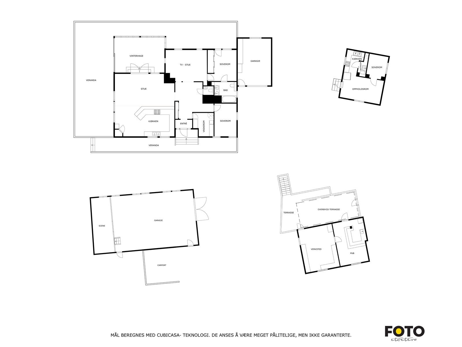Planskisser på de forskjellige byggene som hører til eiendommen. Ikke målbar. Galleribilde