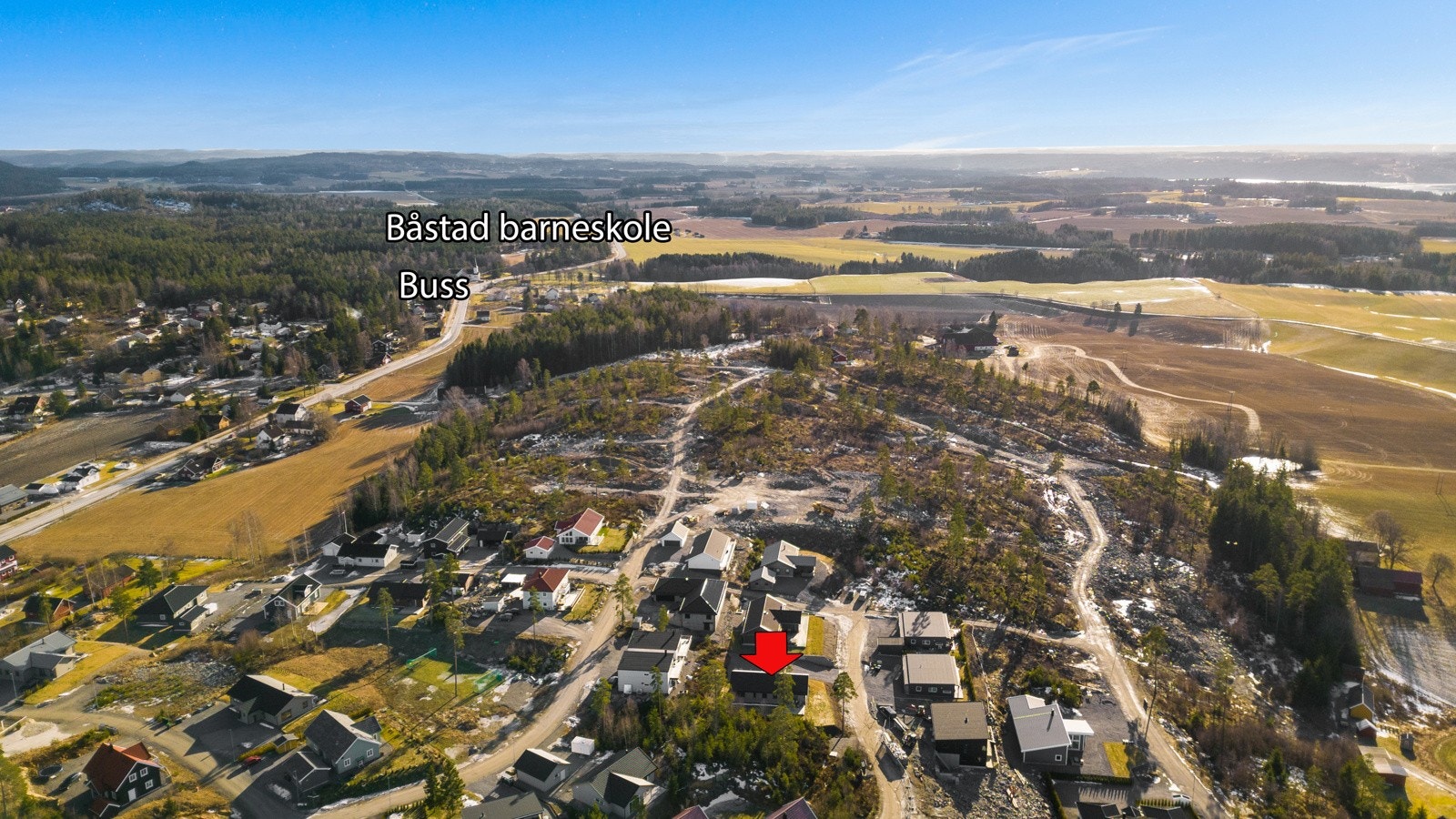 Dronefoto over området. Galleribilde