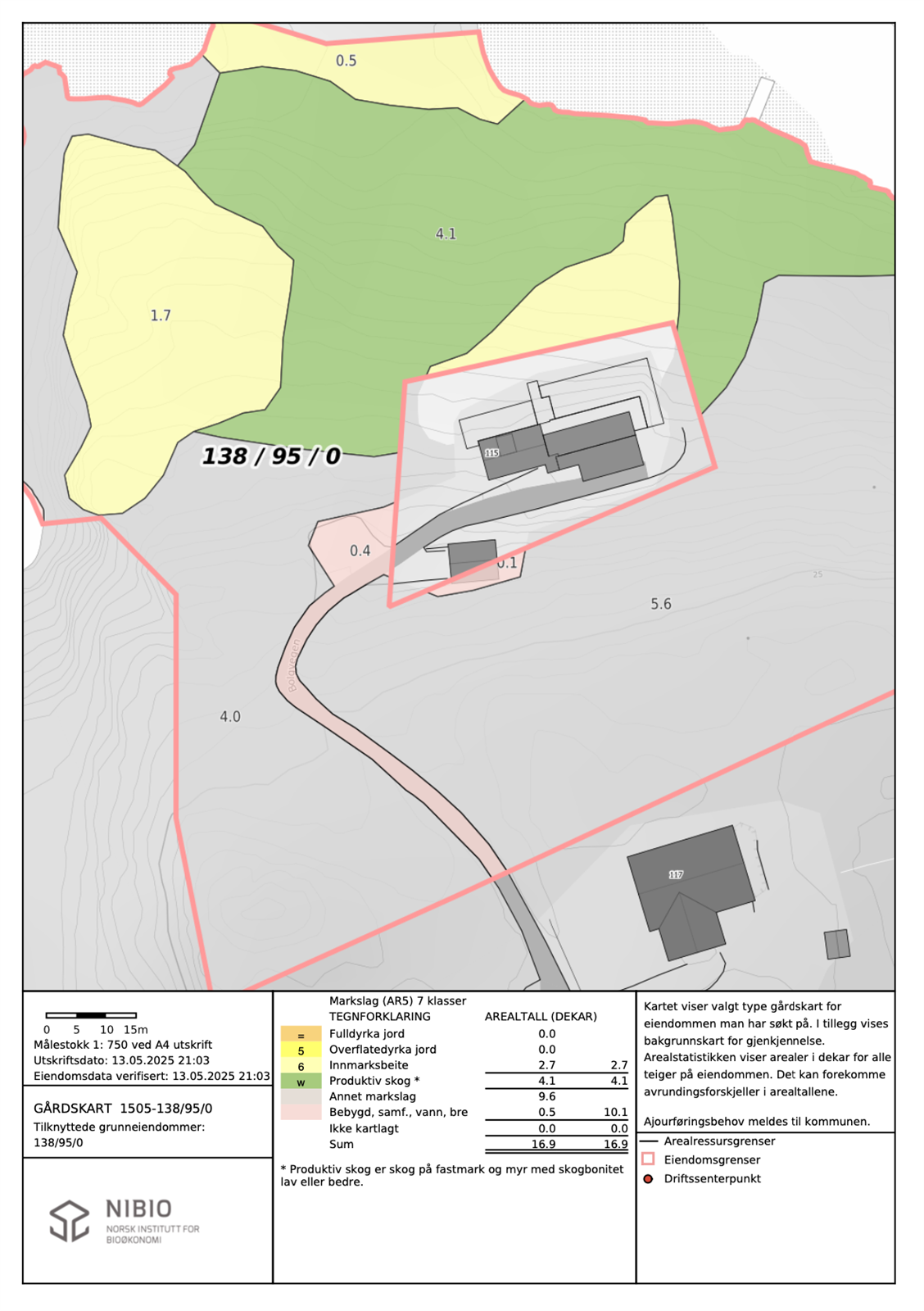 Kart gnr. 138 bnr. 95 Galleribilde