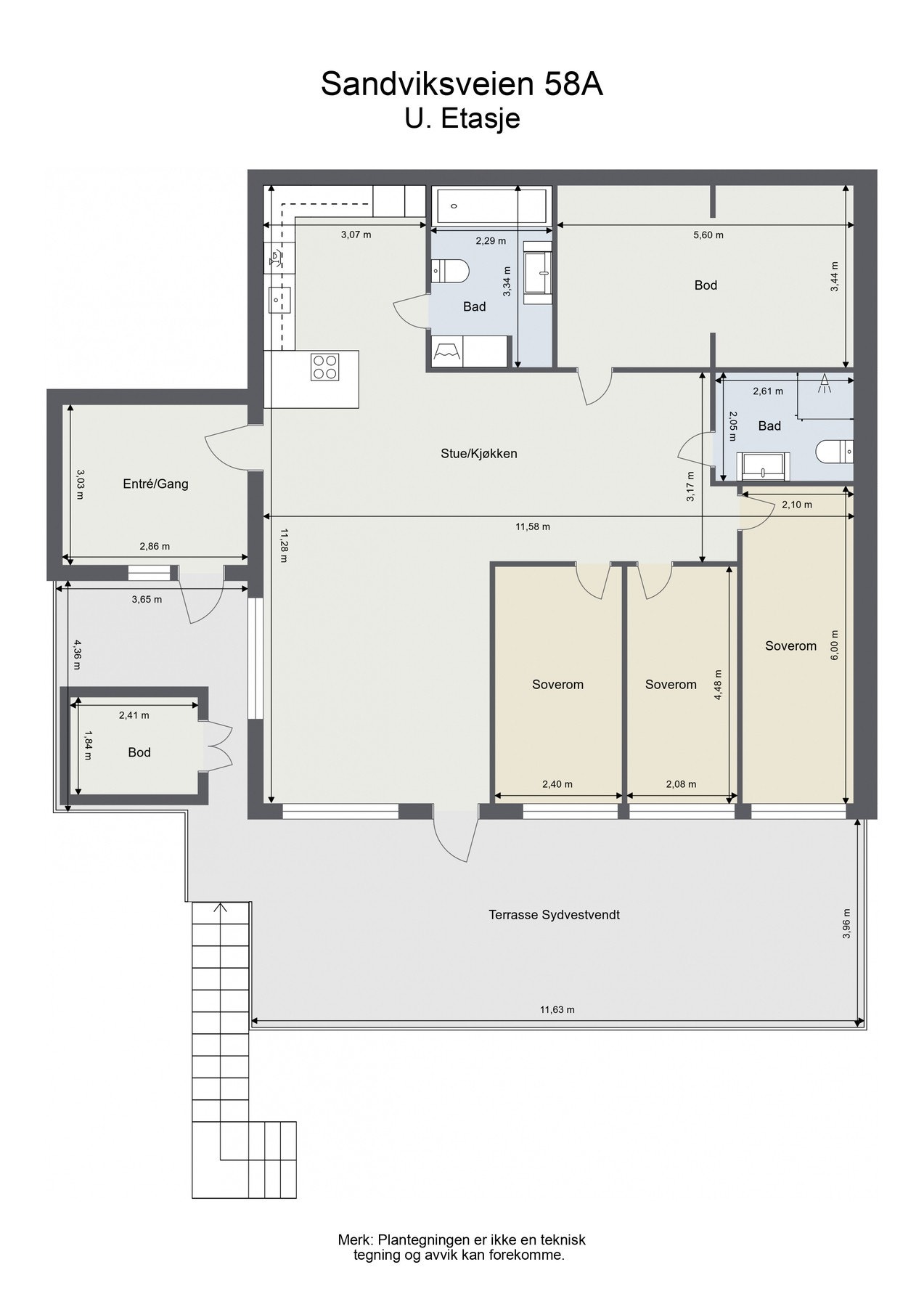 Målsatt plantegning. Galleribilde