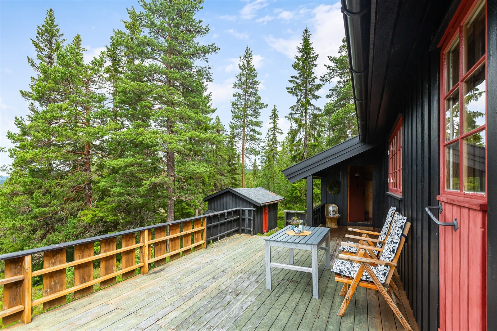 Her er det fredelig og usjenert, for i Bamserudfeltet er det god plass mellom hyttene. Galleribilde