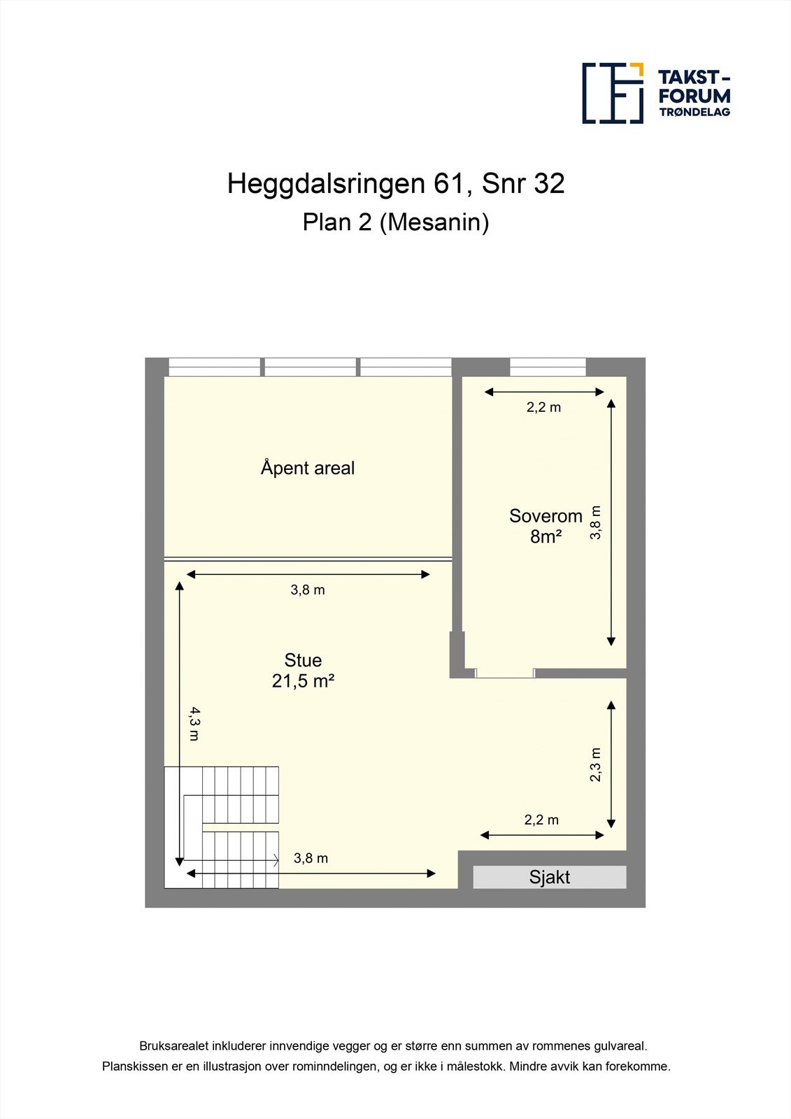 Plantegning av plan 2 og den stilige mesaninløsningen. Galleribilde