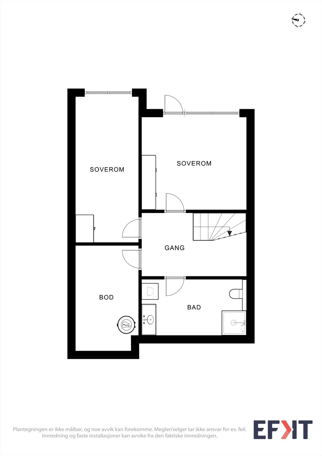 Sokkeletasjen er en privat sone med to soverom, bad og teknisk rom. Galleribilde