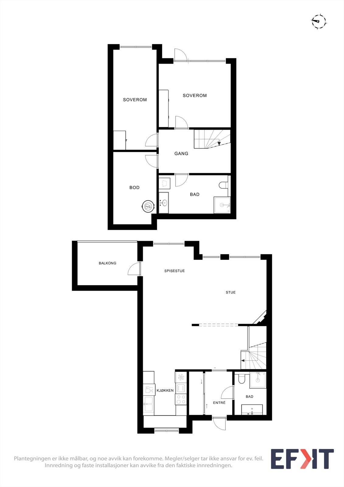 Plantegningen er ikke målbar, og noe avvik kan forekomme. Megler/selger tar ikke ansvar for ev. feil. Innredning og faste installasjoner kan avvike fra den faktiske innredningen. Galleribilde