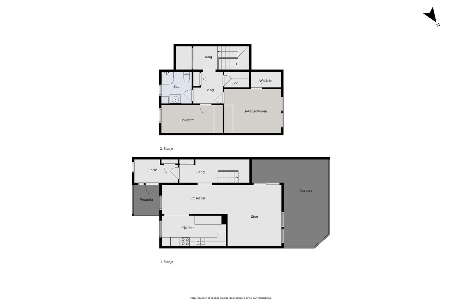Plantegning av begge etasjene. Galleribilde