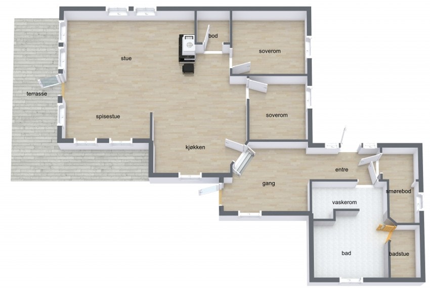 Plantegning 1. etasje Galleribilde