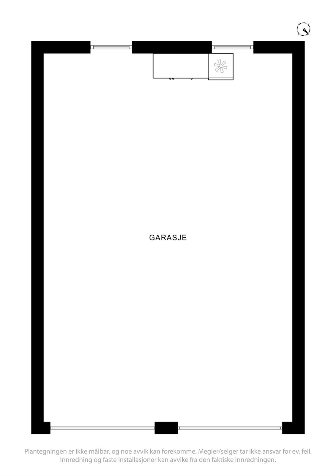 Plantegning garasjerom for to biler. Galleribilde