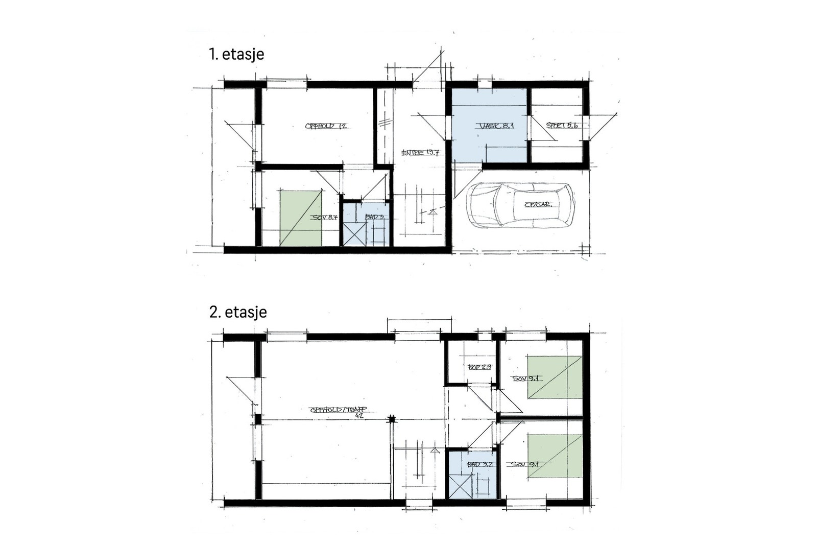 Planlagt boligtype med integrert carport. Muligheter for tilpassning av boligen Galleribilde