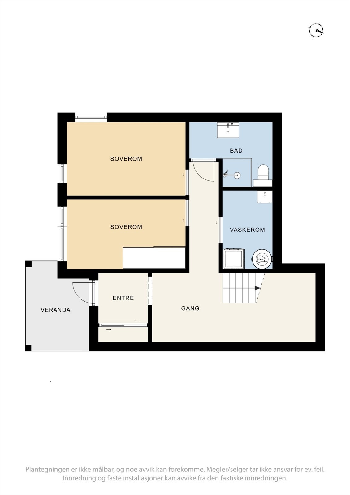 Alternativ plantegning hoveddel underetasje. Opprinnelig var det to soverom som nå er slått sammen til ett. Dette kan med enkle grep tilbakeføres igjen. Galleribilde