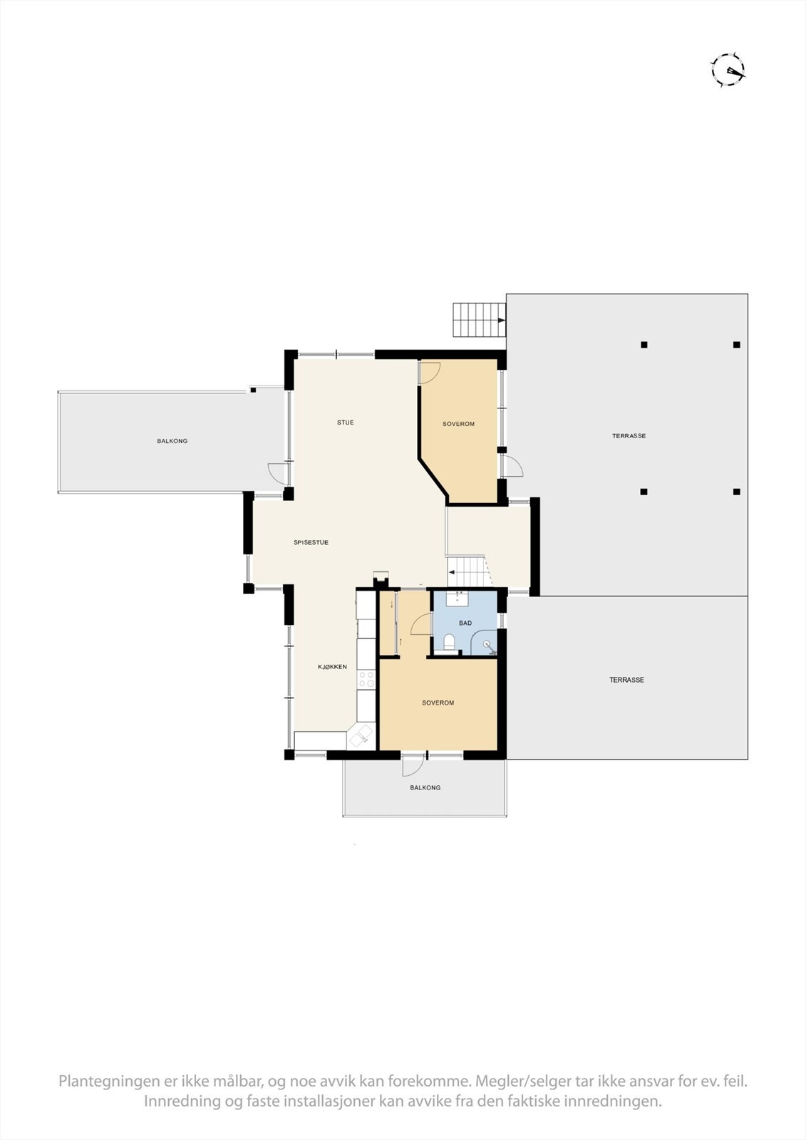 Alternativ plantegning 1. etasje. Her kan det etableres ett ekstra soverom i stuedelen. Galleribilde