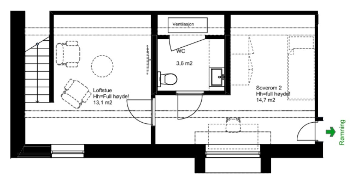 Alternativ plantegning 8.etasje. Galleribilde