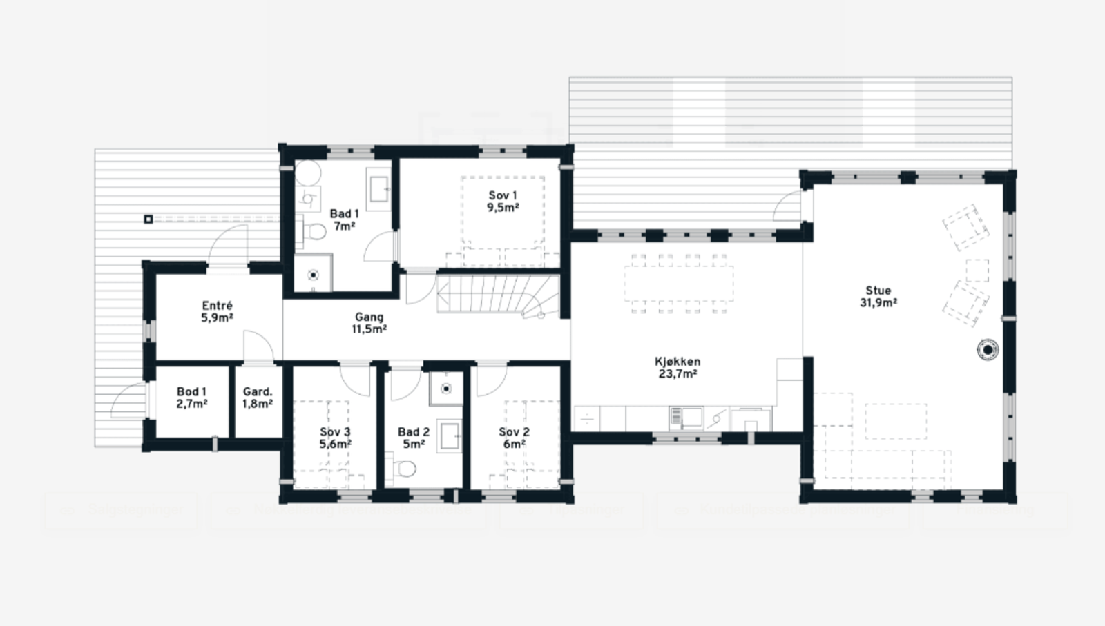 Plantegning hovedplan Storeble panorama med oppstue Galleribilde