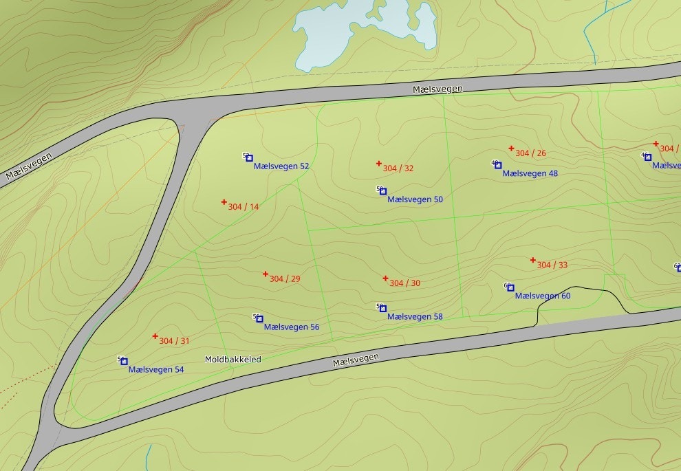 Kart som viser tomtene. Galleribilde