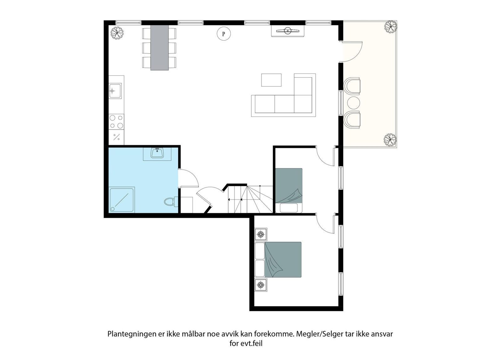 Plantegning 2.etasje låve. Rommene er ikke søkt om til Arendal kommune. Galleribilde