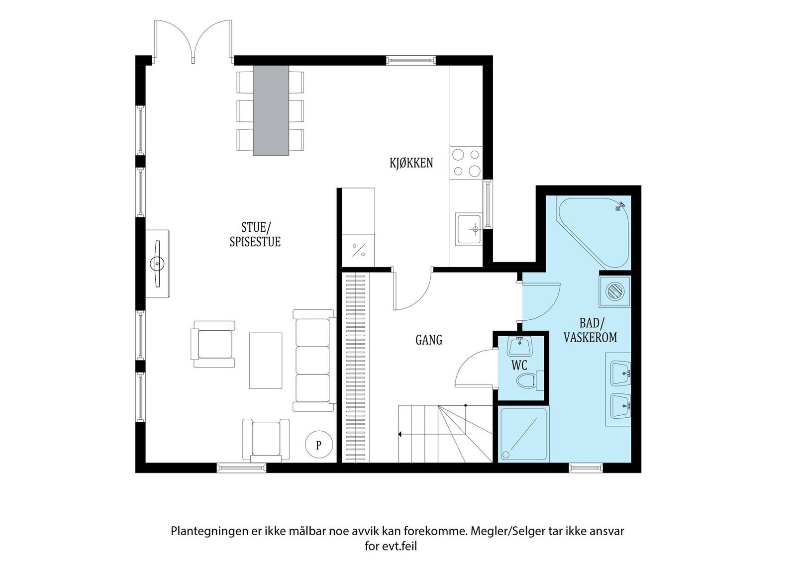 Plantegning hovedetasje. Galleribilde