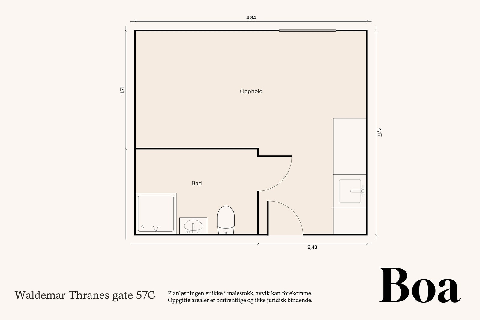 Illustrerende plantegning uten fastmontert innredning Galleribilde