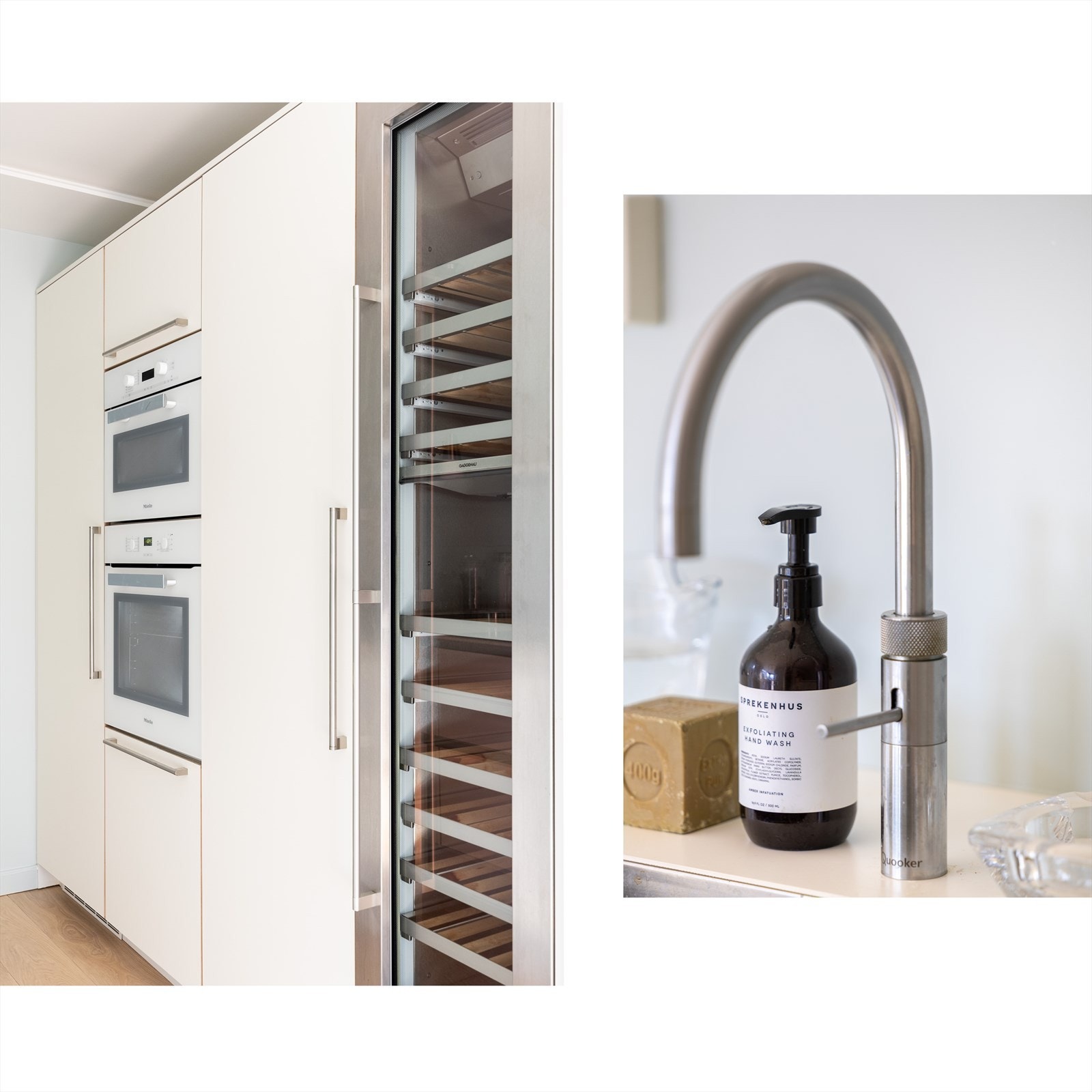Kjøkkenet er velutstyrt med vinskap fra Gaggenau og Quooker for kokende vann rett fra kranen. Galleribilde