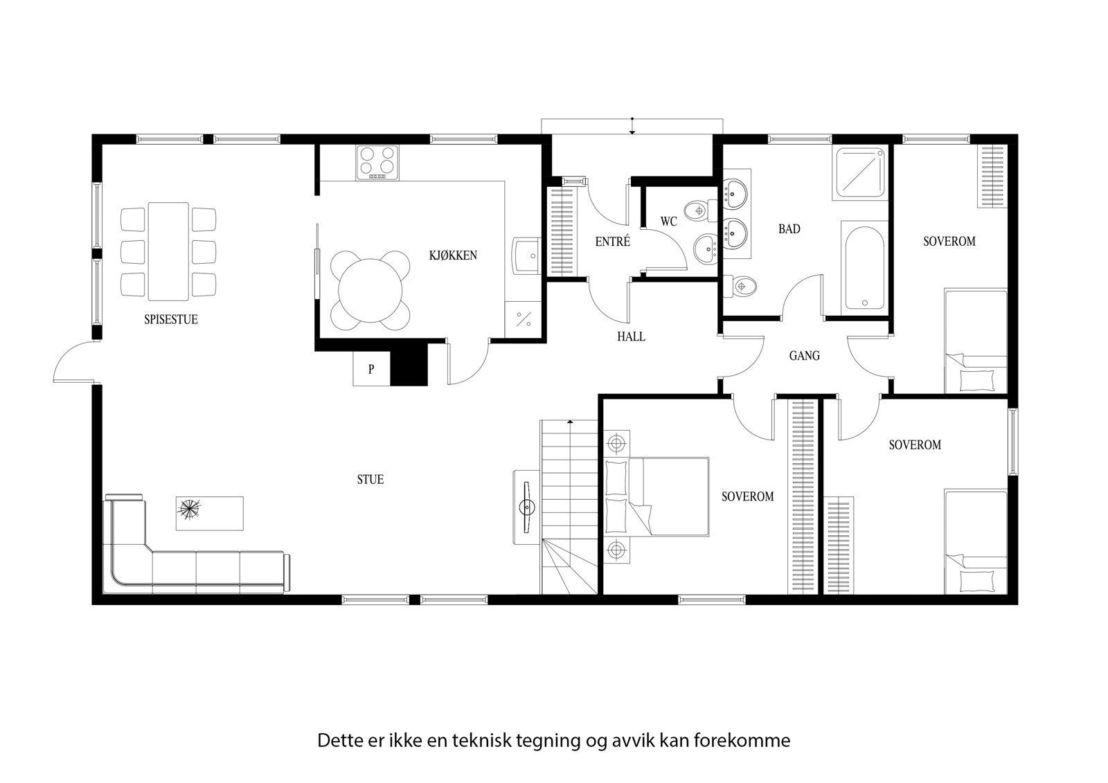 Planløsning for hovedetasjen i boligen Galleribilde