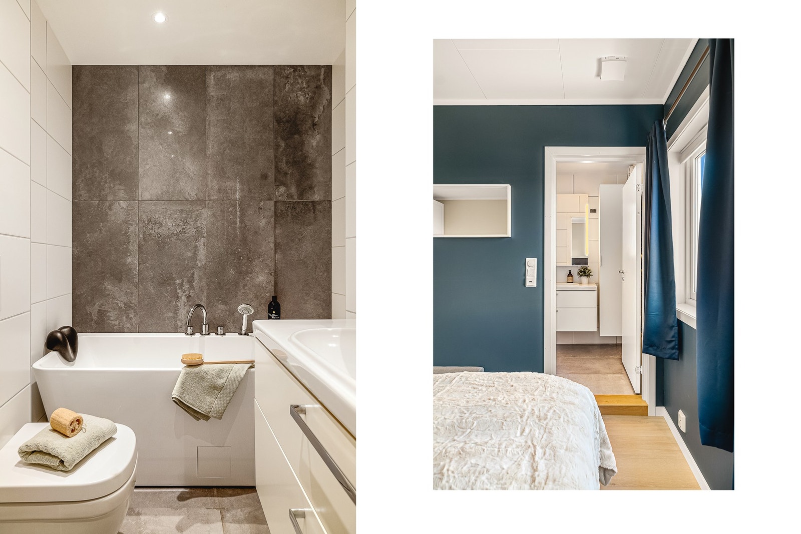 Hotellfølelse i eget hjem med tilkomst til bad fra hovedsoverom Galleribilde