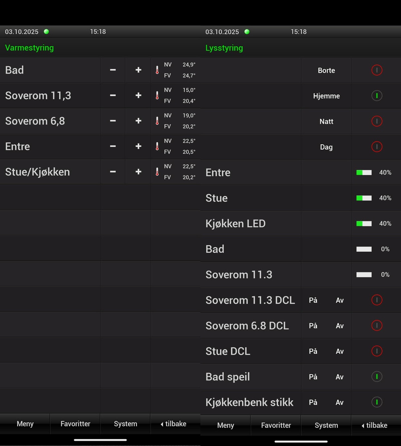 Enkel lys- og varmestyring fra telefonen/nettbrett. Galleribilde