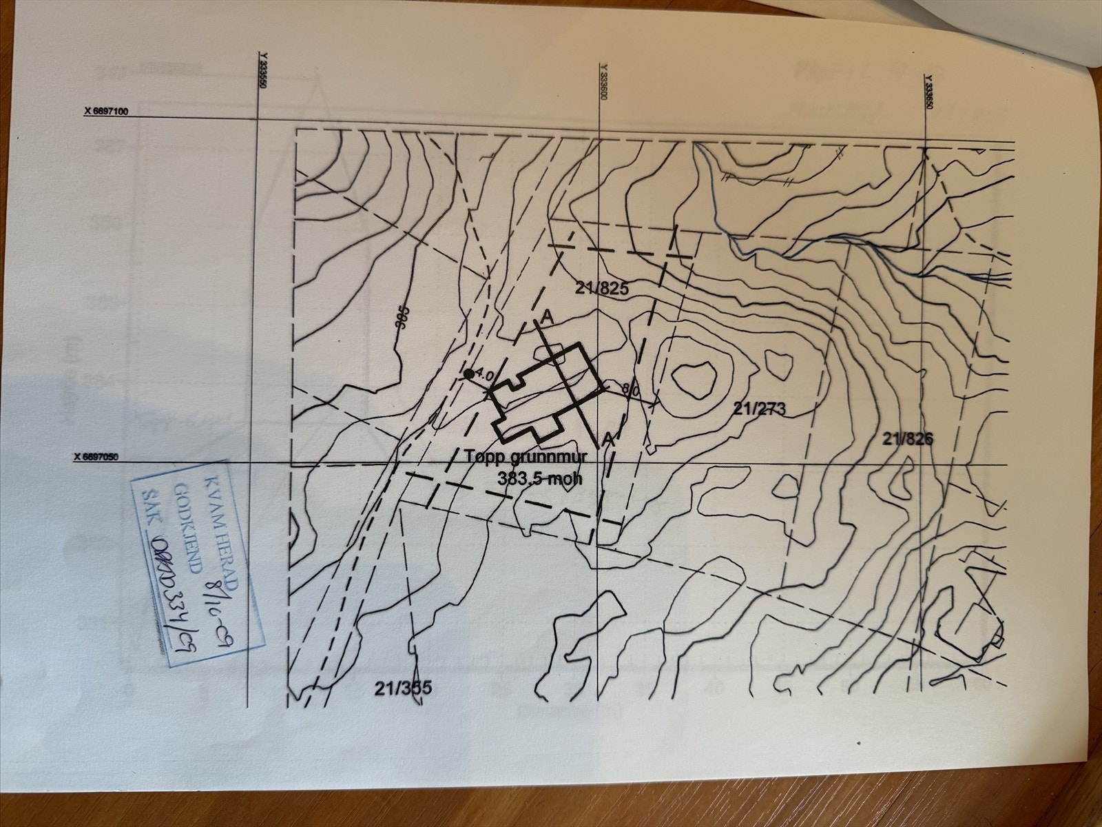 Plassering på tomten fra rammetillatelse gitt i 2009. Dette er kun for en referanse, tiltak må søkes på ny Galleribilde